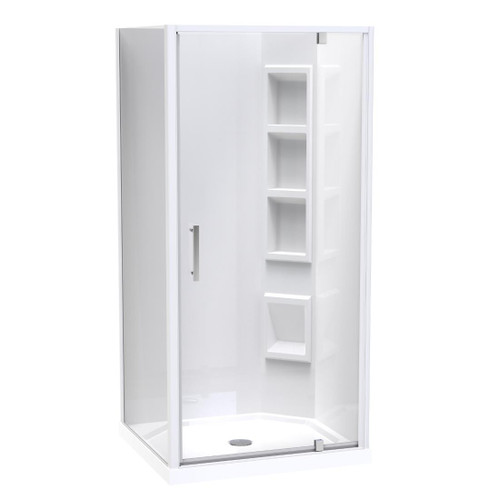 Millennium Shower Enclosure Kit 1000 x 900mm 2 Sided 1000 Door Corner Moulded Wall White