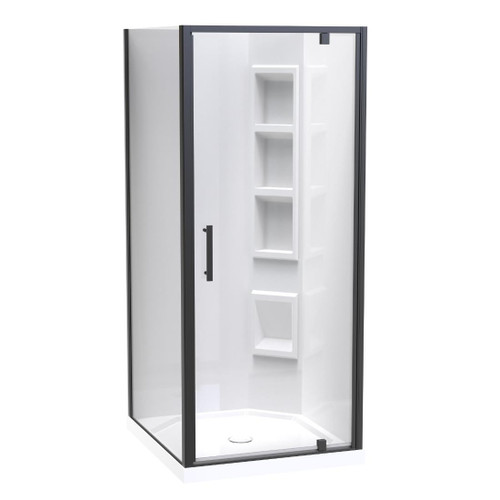 Millennium Shower Enclosure Kit 1000 x 900mm 2 Sided 900 Door Corner Moulded Wall Black
