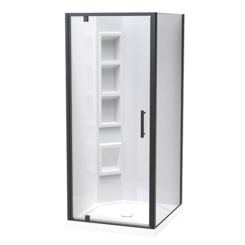 Millennium Shower Enclosure Kit 900 x 1000mm 2 Sided 900 Door Corner Moulded Wall Black