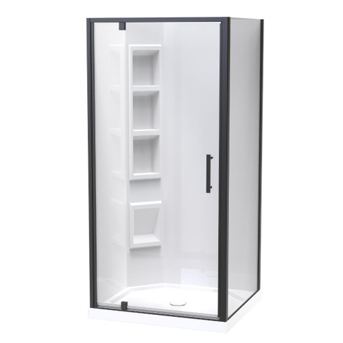 Millennium Shower Enclosure Kit 900 x 1000mm 2 Sided 1000 Door Corner Moulded Wall Black