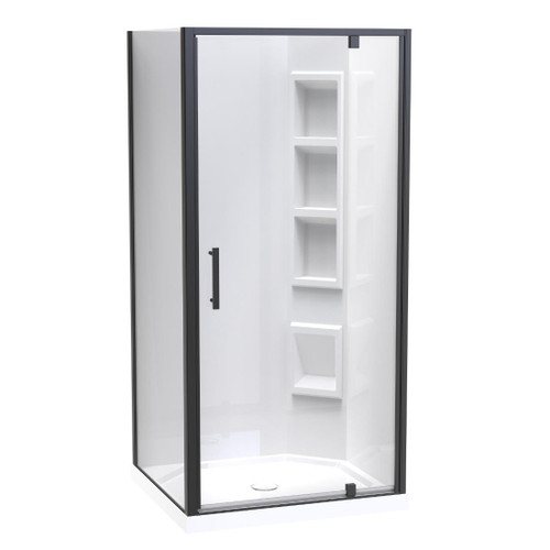 Millennium Shower Enclosure Kit 1000 x 900mm 2 Sided 1000 Door Corner Moulded Wall Black