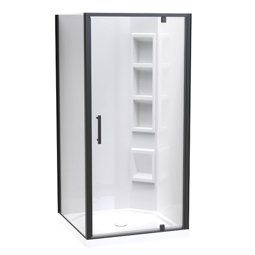 Millennium Shower Enclosure Kit 1000 x 1000mm 2 Sided Moulded Wall Black Centre Waste