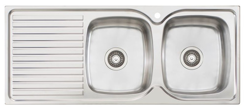 Endeavour Double Sink Bowl Right Hand Bowl 1 Tap Hole 1135mm