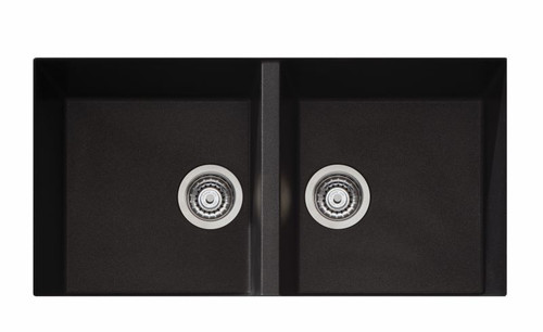 Santorini Double Sink Bowl Undermount Black
