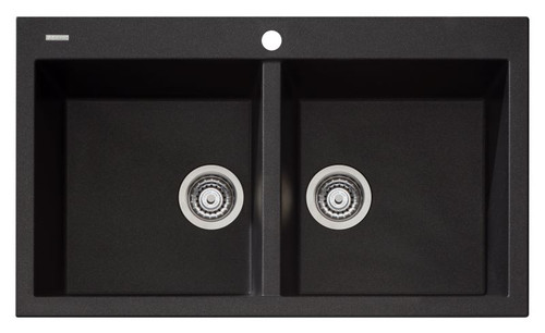 Santorini Double Sink Bowl Topmount Black