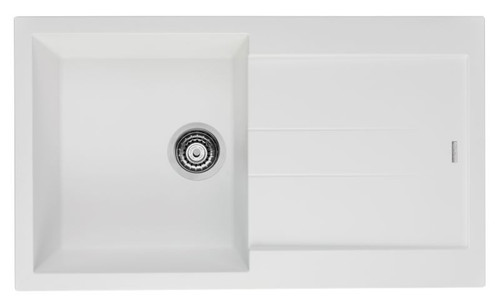 Santorini Single Sink Bowl With Drainer Reversible White