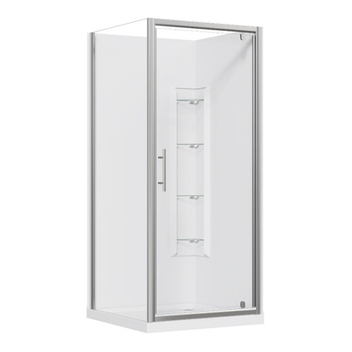 Brighton Offset Waste Wall Liner Corner Moulded 1000 x 1000mm 2 Sided Chrome