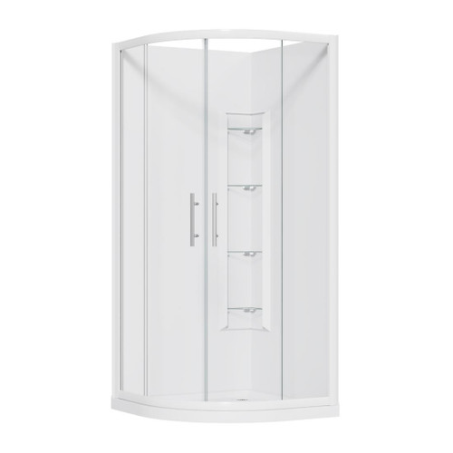 Brighton Offset Waste Wall Liner Corner Moulded 1000 x 1000mm Curved White