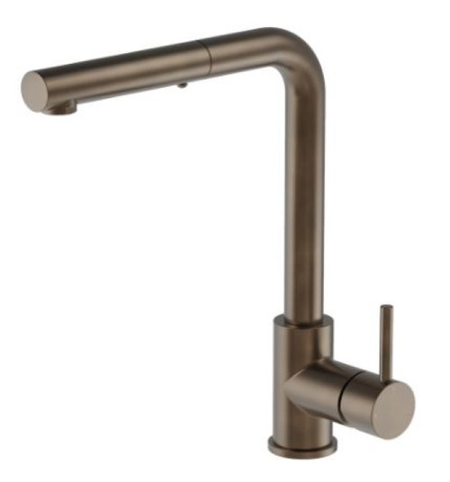 Buddy Kitchen Mixer Straight Spout With Pull Out Spray Aged Brass Organic