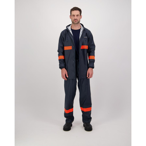 Station Jacket And Overtrouser Navy 2 Piece Wet Weather Pack Mens Size L