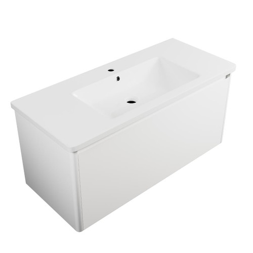 Crawford Wall Hung Vanity 1050mm 1 Drawer Matte White Ceramic Top