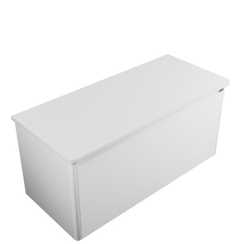 Crawford Wall Hung Vanity 1050mm 1 Drawer Matte White Solid Surface Top