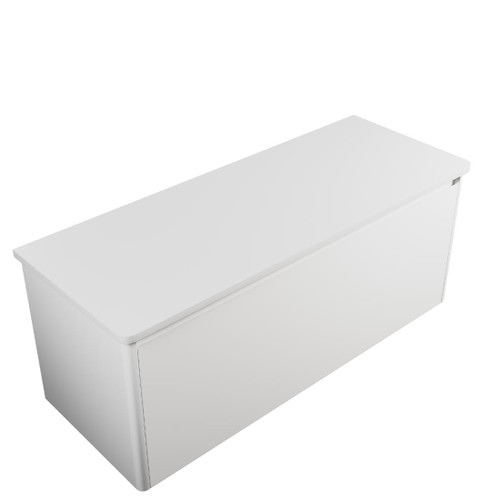 Crawford Wall Hung Vanity 1200mm 1 Drawer Top And Bottom Matte White Solid Surface Top