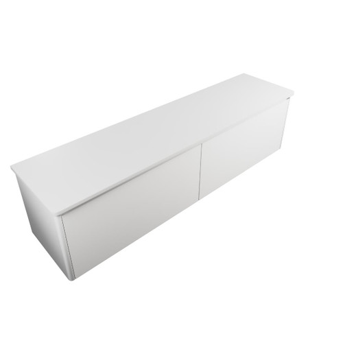 Crawford Wall Hung Vanity 1800mm 2 Drawer Side By Side Double Bowl Matte White Solid Surface Top