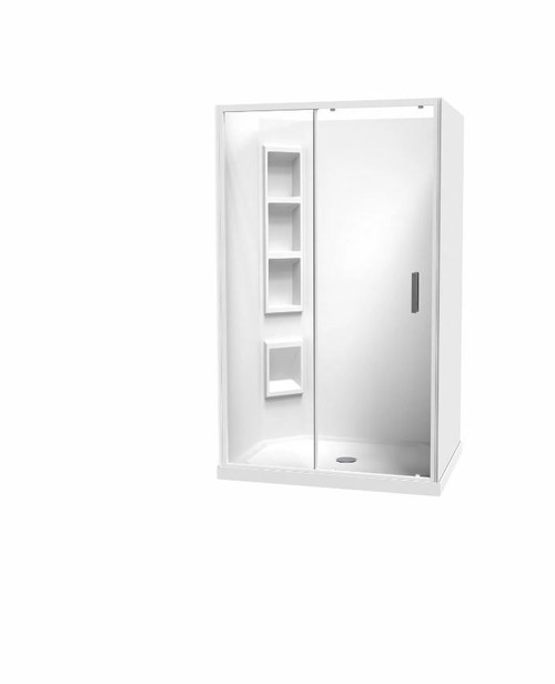 Cezanne Rectangle Left Moulded Wall Shower 1200 x 900mm Sliding Door 3 Sided White