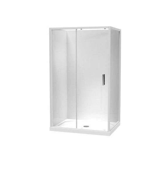 Cezanne Rectangle Moulded Wall Shower 1200 x 900mm Sliding Door 2 Sided White