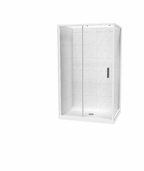 Cezanne Rectangle Tiled Wall Shower 1200 x 900mm Sliding Door 2 Sided White