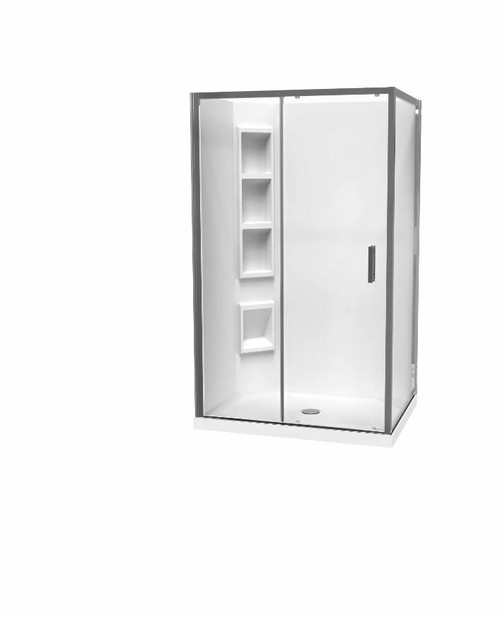 Cezanne Rectangle Moulded Wall Shower 900 x 1200mm 2 Sided Sliding Door Bright