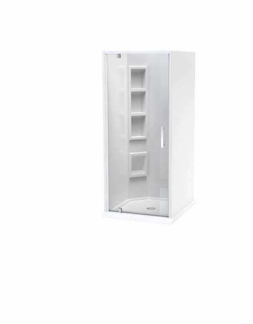 Millennium Shower Enclosure Kit 1000 x 900mm 3 Sided 900 Door Left Hand Corner Moulded Wall White