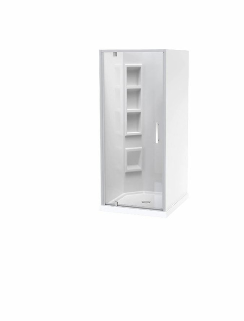 Millennium Shower Enclosure Kit 1000 x 900mm 3 Sided 900 Door Left Hand Corner Moulded Wall Satin