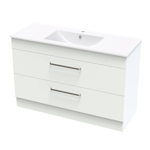 Pacific Floor Standing Vanity 1200mm Double Drawer White Melamine
