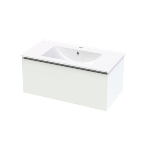 Pacific Rise Wall Hung Vanity 900mm Single Drawer White Melamine
