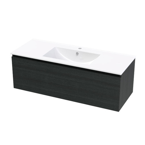 Pacific Rise Wall Hung Vanity 1200mm Single Drawer Charred Oak