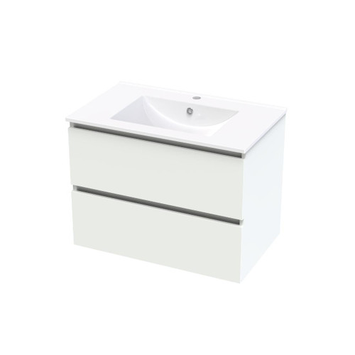 Pacific Rise Wall Hung Vanity 750mm Double Drawer White Melamine