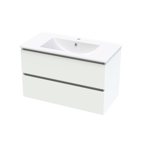Pacific Rise Wall Hung Vanity 900mm Double Drawer White Melamine
