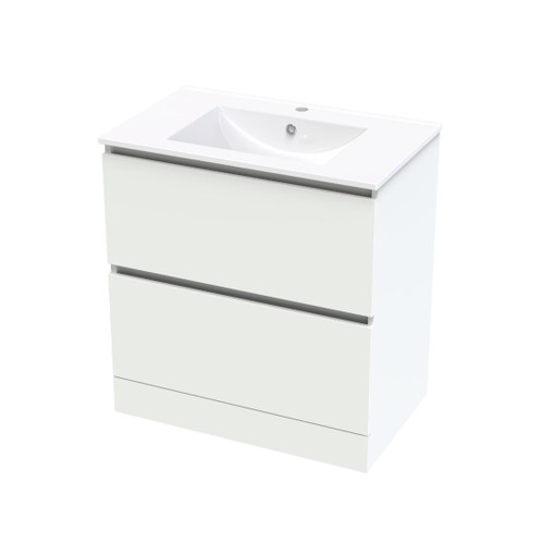 Pacific Rise Floor Standing Vanity 750mm Double Drawer White Melamine