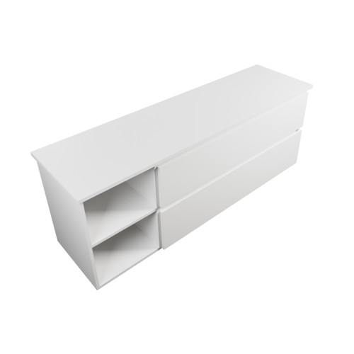 Carlton Module Wall Hung Vanity 1600mm 2 Drawer Wall Hung Cabinet 1200mm Gloss White + 400mm Left Hand Shelf