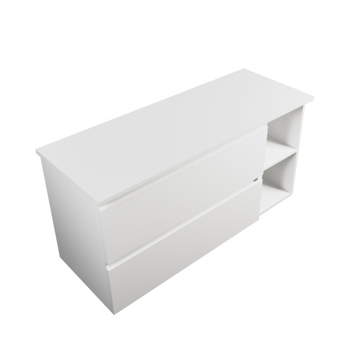 Carlton Module Wall Hung Vanity 1200mm 2 Drawer Wall Hung Cabinet 900mm Gloss White + 300mm Shelf On The Right