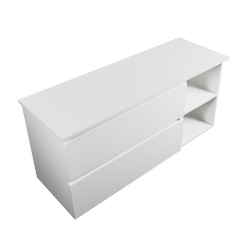 Carlton Module Wall Hung Vanity 1300mm 2 Drawer Wall Hung Cabinet 900mm Gloss White + 400mm Shelf On The Right