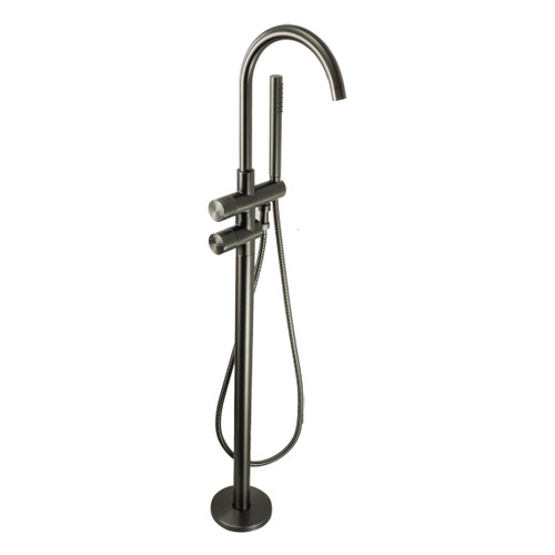 Circo Floor Mounted Bath Set 225mm Spout Mains Pressure With Handshower Gun Metal