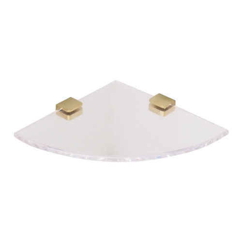 Acrylic Corner Shower Shelf With 2 Brushed Gold Brackets