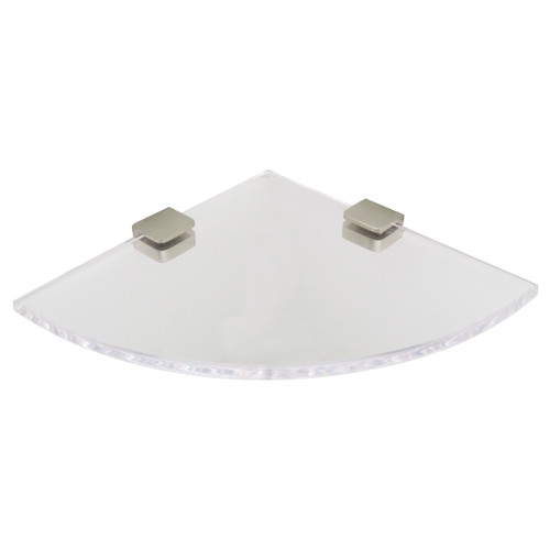 Acrylic Corner Shower Shelf With 2 Brushed Nickel Brackets