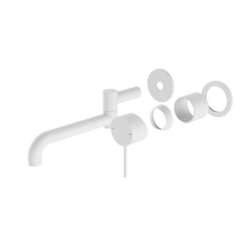 Mecca Wall Basin/Bath Mixer Swivel Spout 225mm Trim Kit Matte White