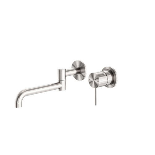 Mecca Wall Basin/Bath Mixer Swivel Spout 225mm Brushed Nickel