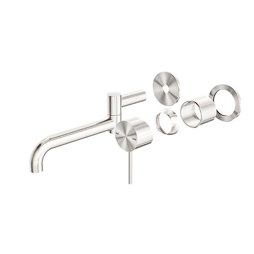 Mecca Wall Basin/Bath Mixer Swivel Spout 225mm Trim Kit Brushed Nickel