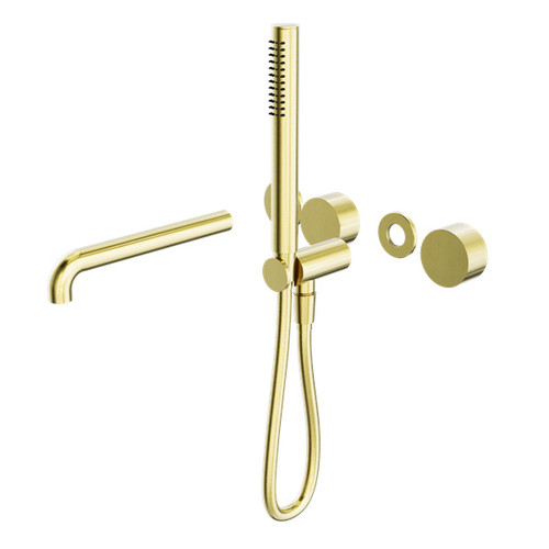 Kara Progressive Shower System Separate Plate With Spout 250mm Trim Kit Brushed Gold
