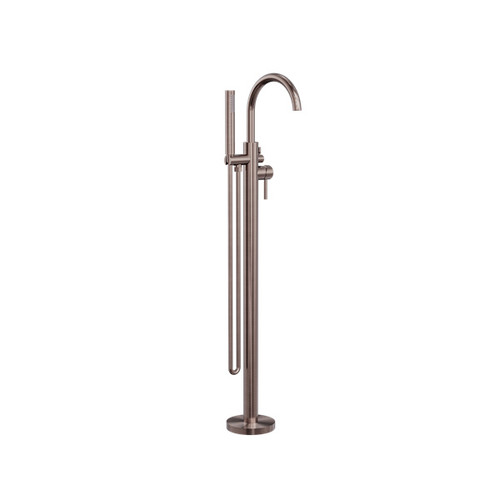Mecca Round Freestanding Mixer With Hand Shower Brushed Bronze