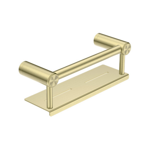 Mecca Care 25mm Grab Rail With Shelf 300mm Brushed Gold