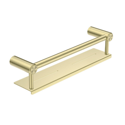Mecca Care 25mm Grab Rail With Shelf 450mm Brushed Gold