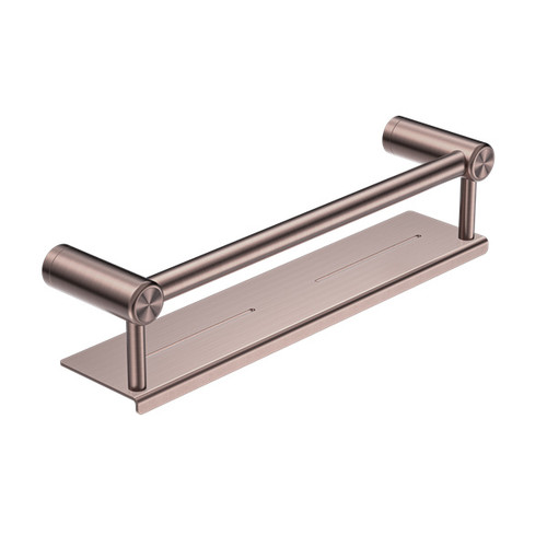 Mecca Care 25mm Grab Rail With Shelf 450mm Brushed Bronze