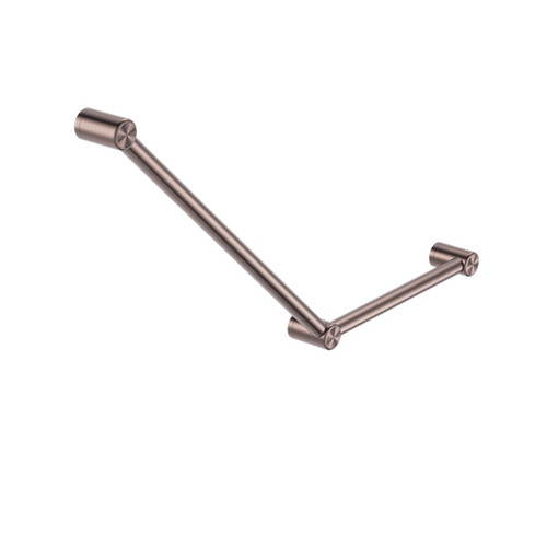 Mecca Care 32mm Ambulant Toilet Grab Rail 45 Degree 750X450mm Brushed Bronze