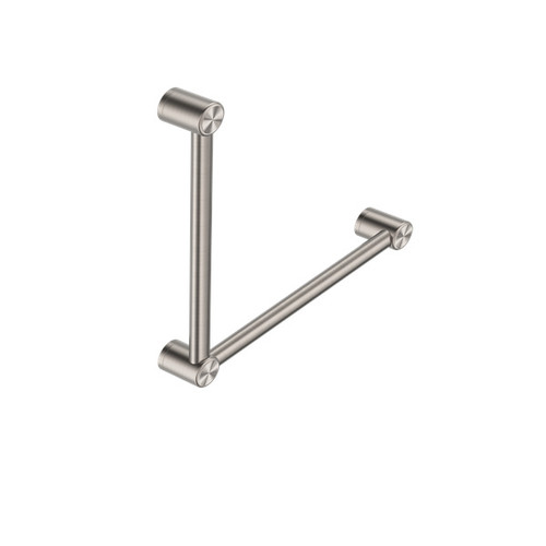 Mecca Care 32mm Ambulant Toilet Grab Rail 90 Degree 450X450mm Brushed Nickel