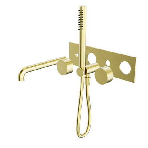 Kara Progressive Shower System With Spout 230mm Trim Kit Brushed Gold
