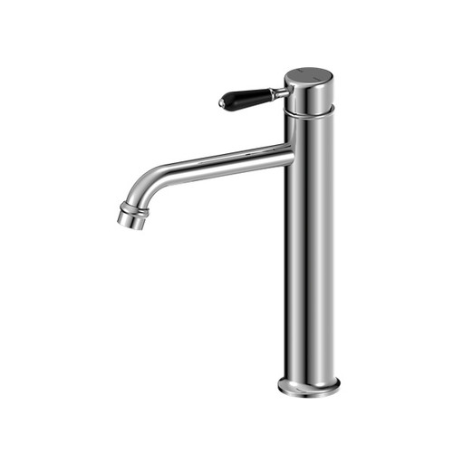 York Tall Basin Mixer Chrome With Black Porcelain Lever