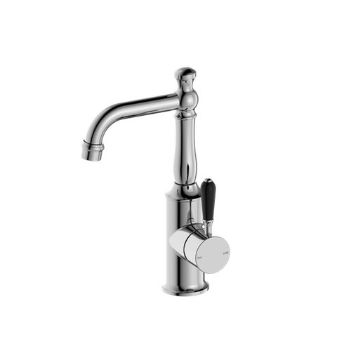 York Basin Mixer Chrome Black Porcelain Lever