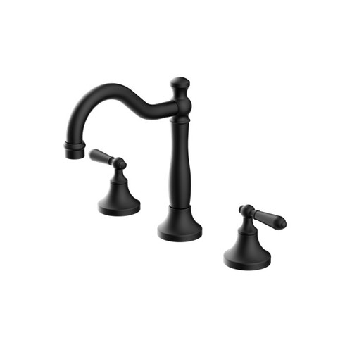 York Basin Tap Set Matte Black With Metal Lever